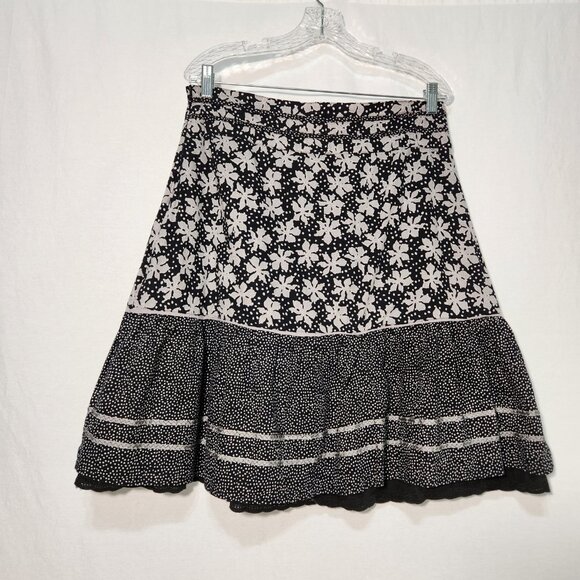 Vintage SOYA Cottagecore Flounce Black/Gray 2-Printed Skirt Size 40/8 Exc. Cond. - Picture 2 of 16